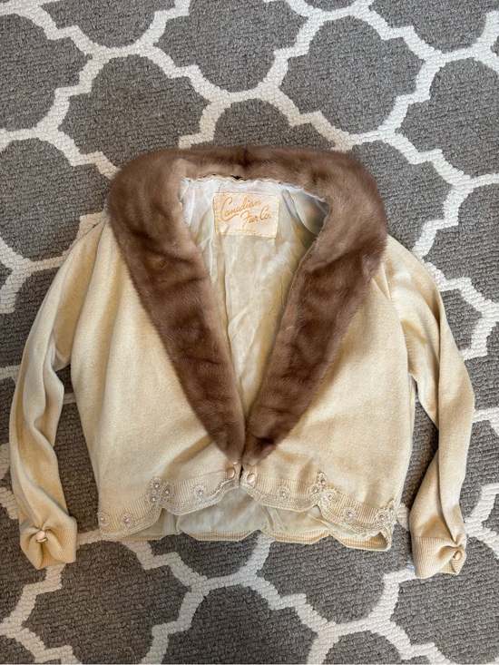 Canadian fur co Sweaters - Beautiful Vintage Canadian Fur Co Cashmere Cardigan with Mink collar